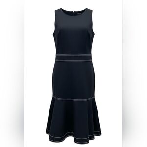 ANN TAYLOR SLEEVELESS FIT-and-FLARE DRESS WITH CONTRAST STITCHING SZ 6 BLACK